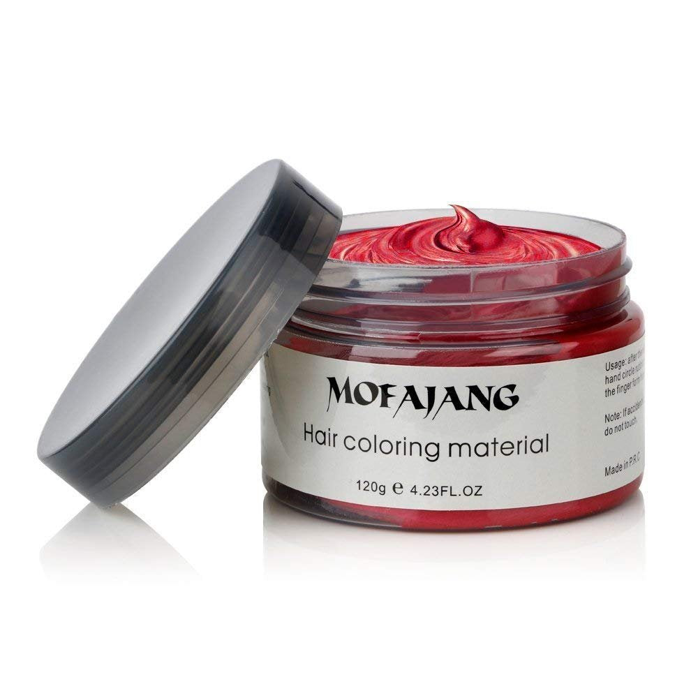 White Smoke Unisex Hair Wax Color Dye Styling Cream Mud, Natural Hairstyle Pomade, Washable Temporary,Party Cosplay (Red)