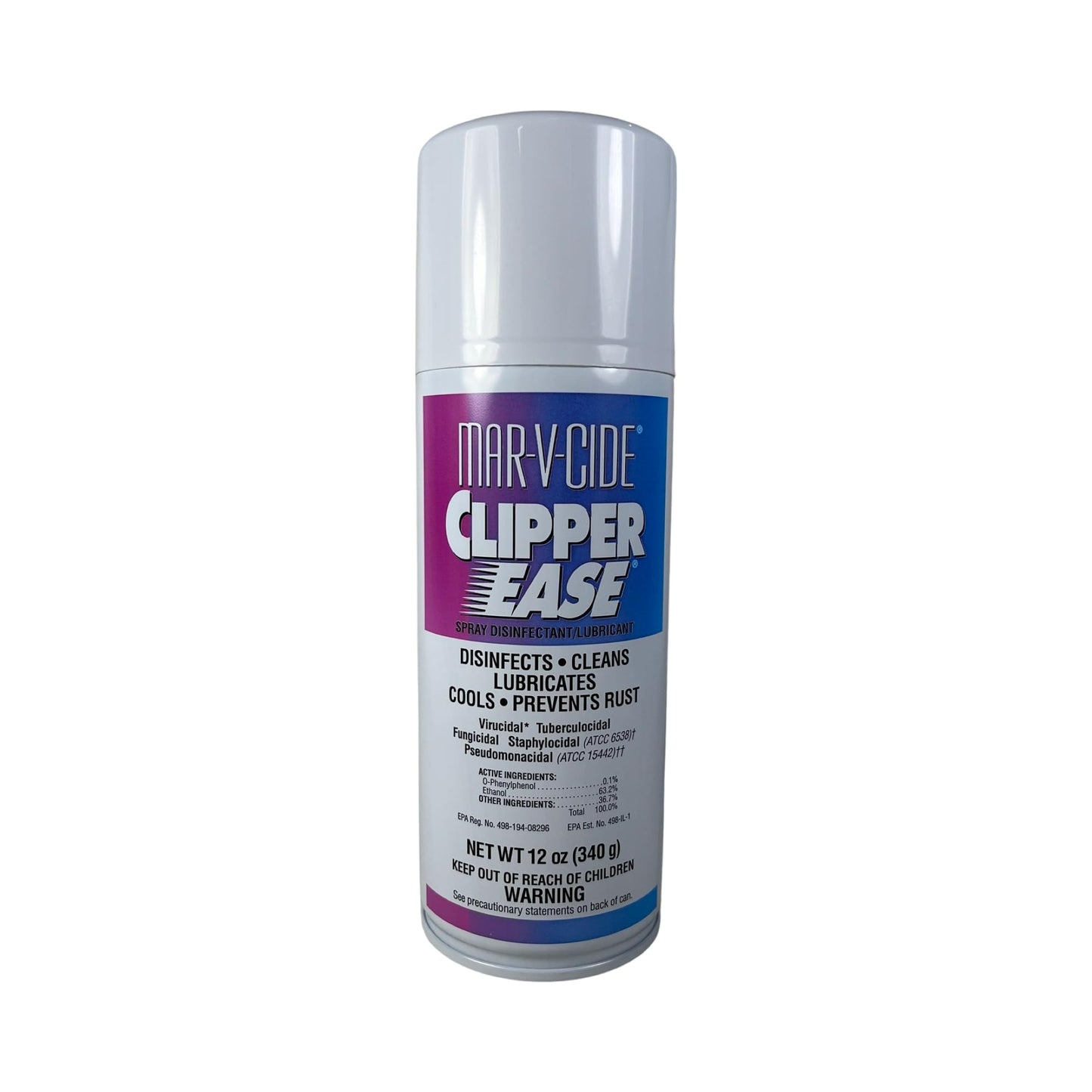 Dark Gray MAR-V-CIDE Clipper Ease Spray Disinfectant – 12 oz | Cleans, Cools, Lubricates & Disinfects Electric Clippers – Antibacterial, Antifungal, Anti-Rust Formula for Barbers & Stylists