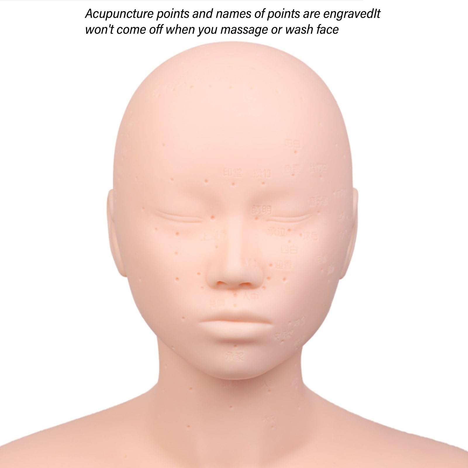 White Smoke Esthetics Mannequin Head with Shoulders, Cosmetology Mannequin Head with Acupuncture Points, Soft PVC Mannequin Head for Facials Massage, Wigs Hat Display, Makeup Practice