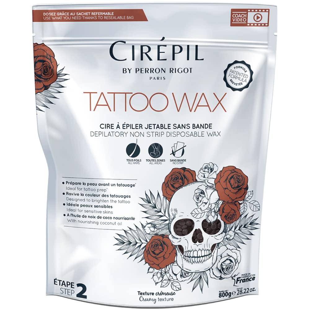 White Smoke Cirepil - TATTOO - Sublim Care - 800g, 28.22oz Patented Wax Beads for Tattooed Areas - Illuminates, Redefines & Brightens Skin