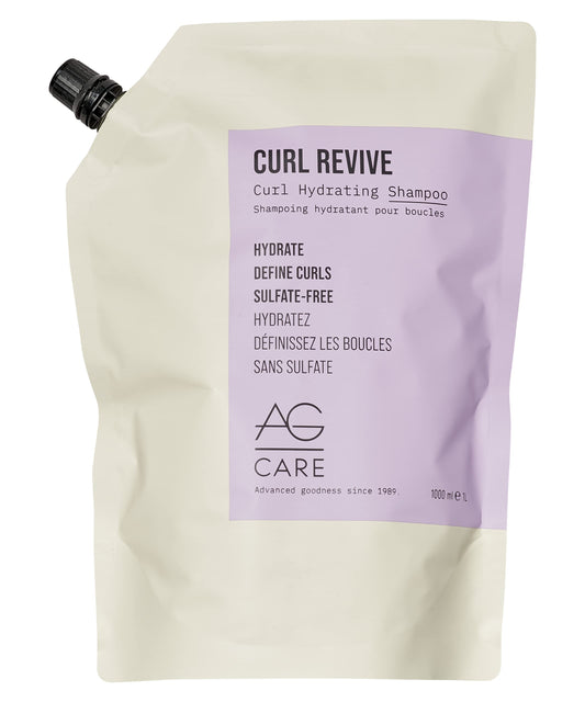 Light Gray AG Care Curl Revive Shampoo - Ultra-Hydrating Shampoo for Defined, Healthy Curls, 33.8 Fl Oz (1 Liter Refill)