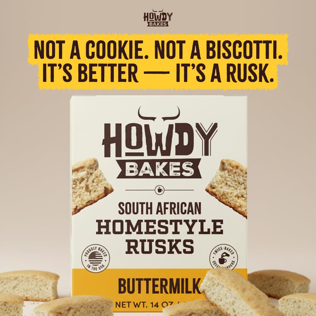 Gray Buttermilk Rusks 14oz (400g) – Authentic South African Double-Baked Biscuits | Crunchy Buttermilk Snack for Coffee & Tea | Handmade, Golden & Lightly Sweet | Preservative-Free Comfort Treat- Pack of 2