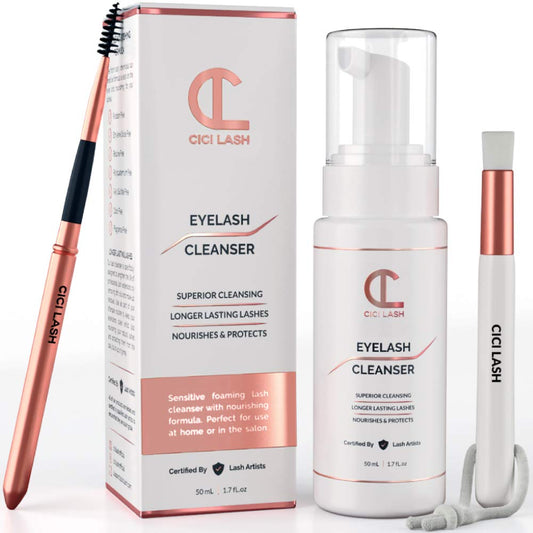 White Smoke Lash Shampoo Foaming Cleanser & Brush (50ml) | Gentle Foam Wash For Eyelash Extensions | Paraben & Sulfate Free | Eyelid Wash & Makeup/Oil Remover | For Home Care & Beauty Salon Supplies
