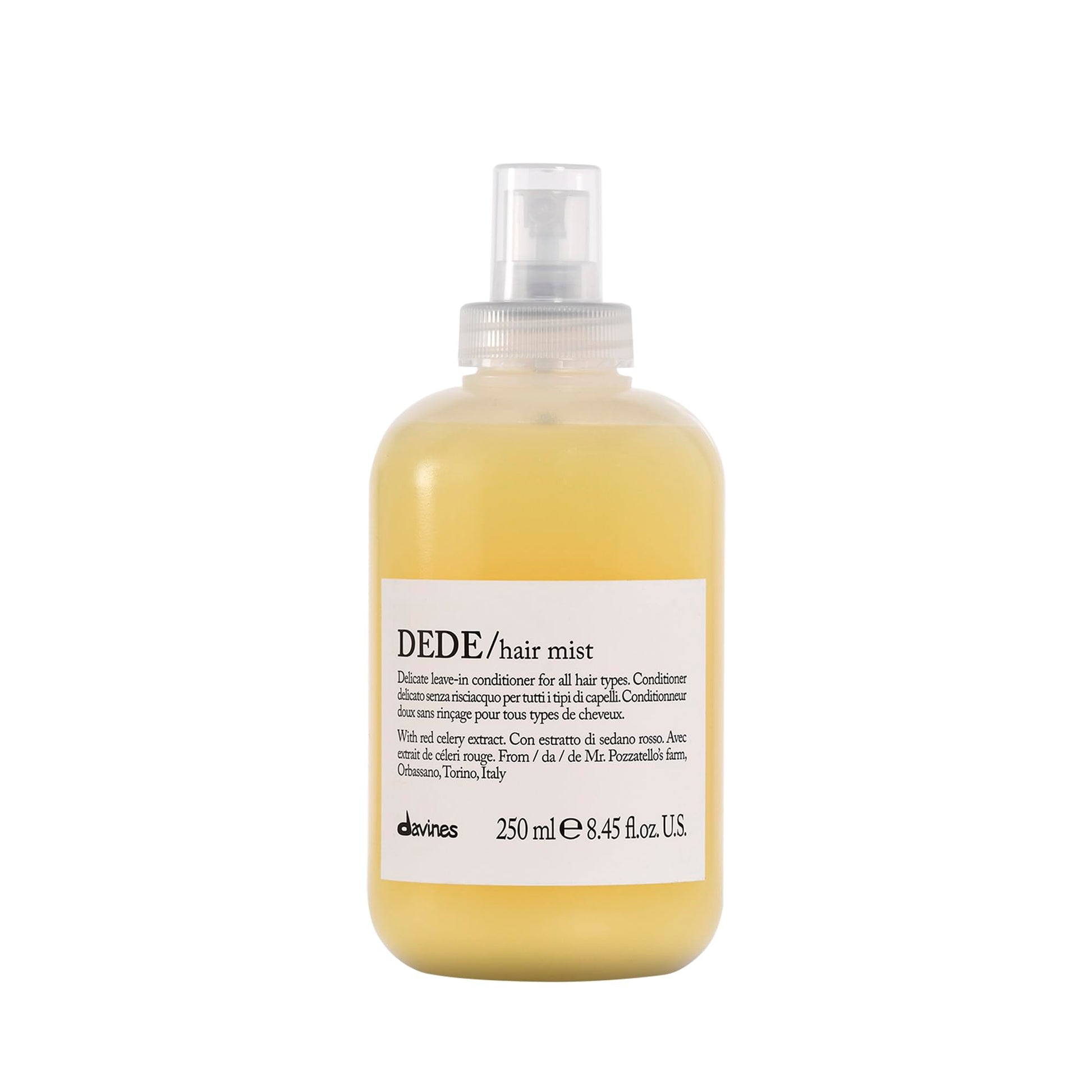 White Smoke Davines DEDE Hair Mist, Lightweight Leave-In Milk Conditioner for All Hair Types - Frequent Use Spray to Detangle, Moisturize, and Remineralize with Red Celery Extract, Weightless, 8.45 Fl Oz