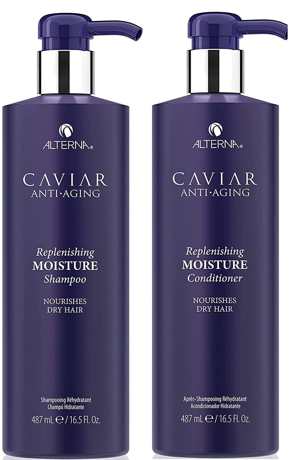 White Smoke Alterna Haircare CAVIAR Anti-Aging Replenishing Moisture Shampoo and Conditioner Set, 16.5 Fl Oz | Protects, Restores and Hydrates | Sulfate Free