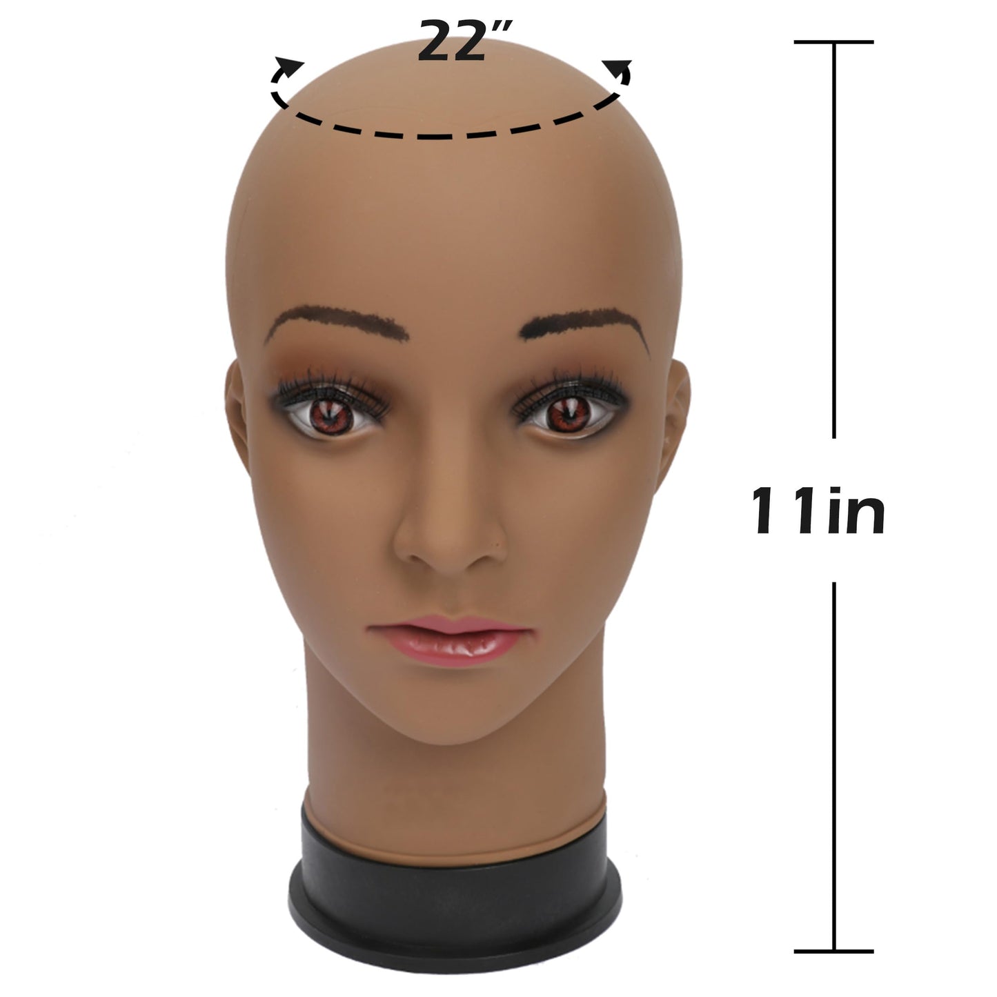 White Smoke BHD BEAUTY Bald Mannequin Head Brown Female Professional Cosmetology for Wig Making, Display wigs, eyeglasses, hairs with T pins 22''
