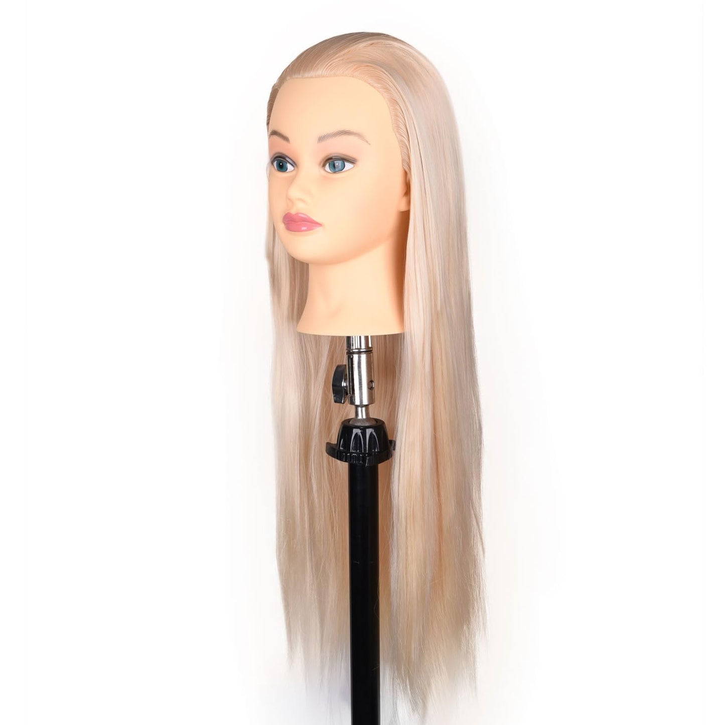 White Smoke Female Mannequin Head 26 Inch Long Hair Training Head Hair Styling Manikin Cosmetology Doll Head Synthetic Fiber Hair Dressing Salon Training Head Model with Free Clamp (Color 613)