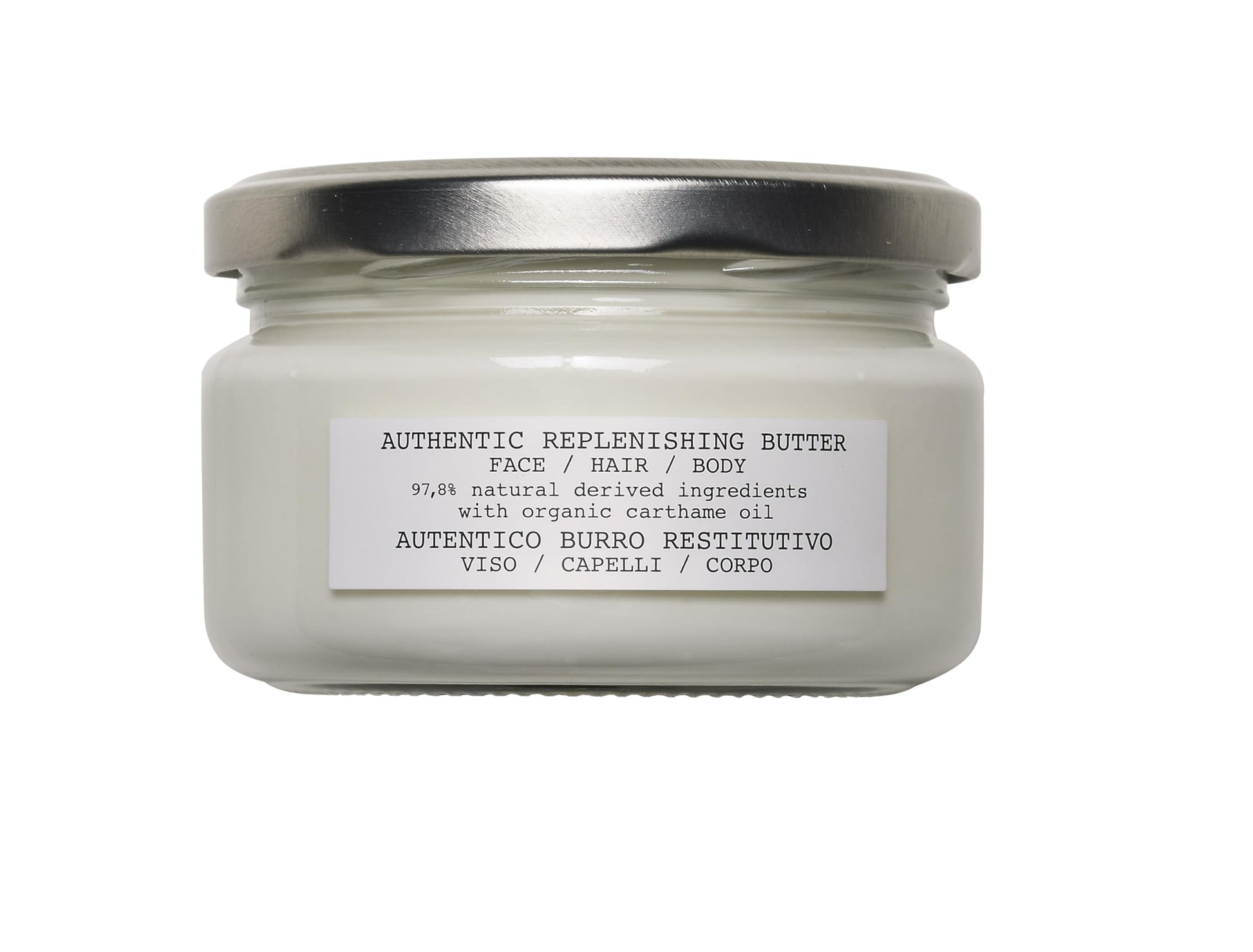 Gray Davines Authentic Replenishing Butter, Deep Nourishing Mask for Face, Hair & Body - 98% Natural Shea Butter Formula - Restores Dry Skin & Damaged Hair, 6.76 Fl Oz