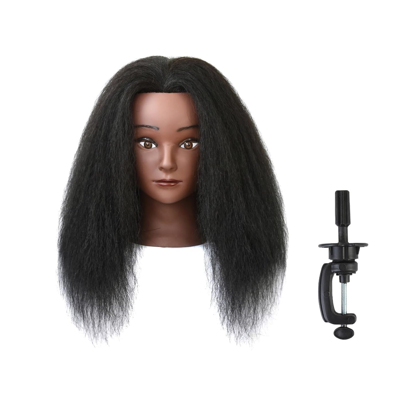 White Smoke Mannequin Head Hair Styling Training Head 14 inches Manikin Cosmetology Doll Head for Hairdresser Practice Braiding with Clamp Stand (Black)