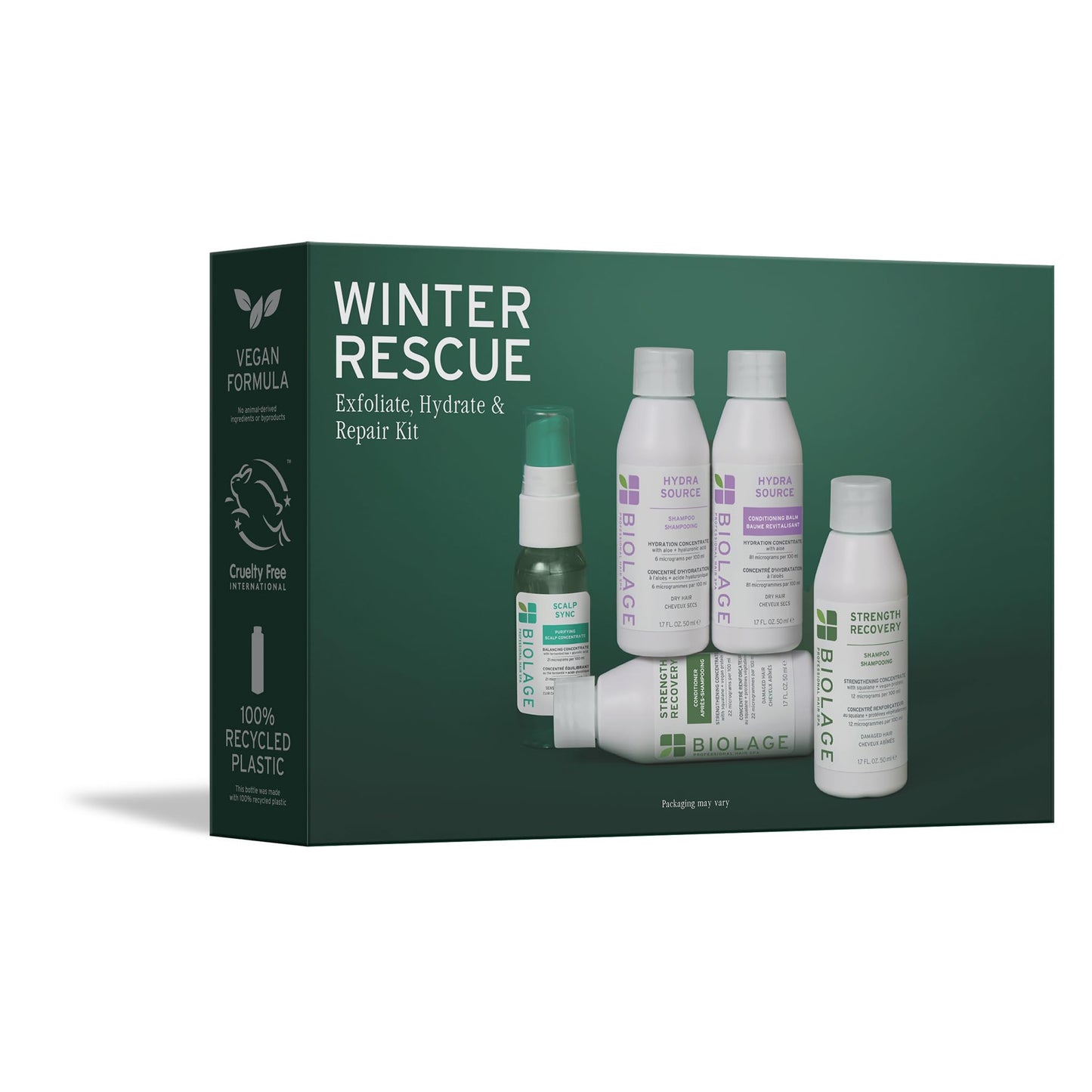 White Smoke Biolage Winter Rescue Kit - Hydra Source and Strength Cure Mini Shampoo, Conditioner and Scalp Sync Concentrate, Hydrates and Repairs Damage, For Healthy Scalp And Strong Hair