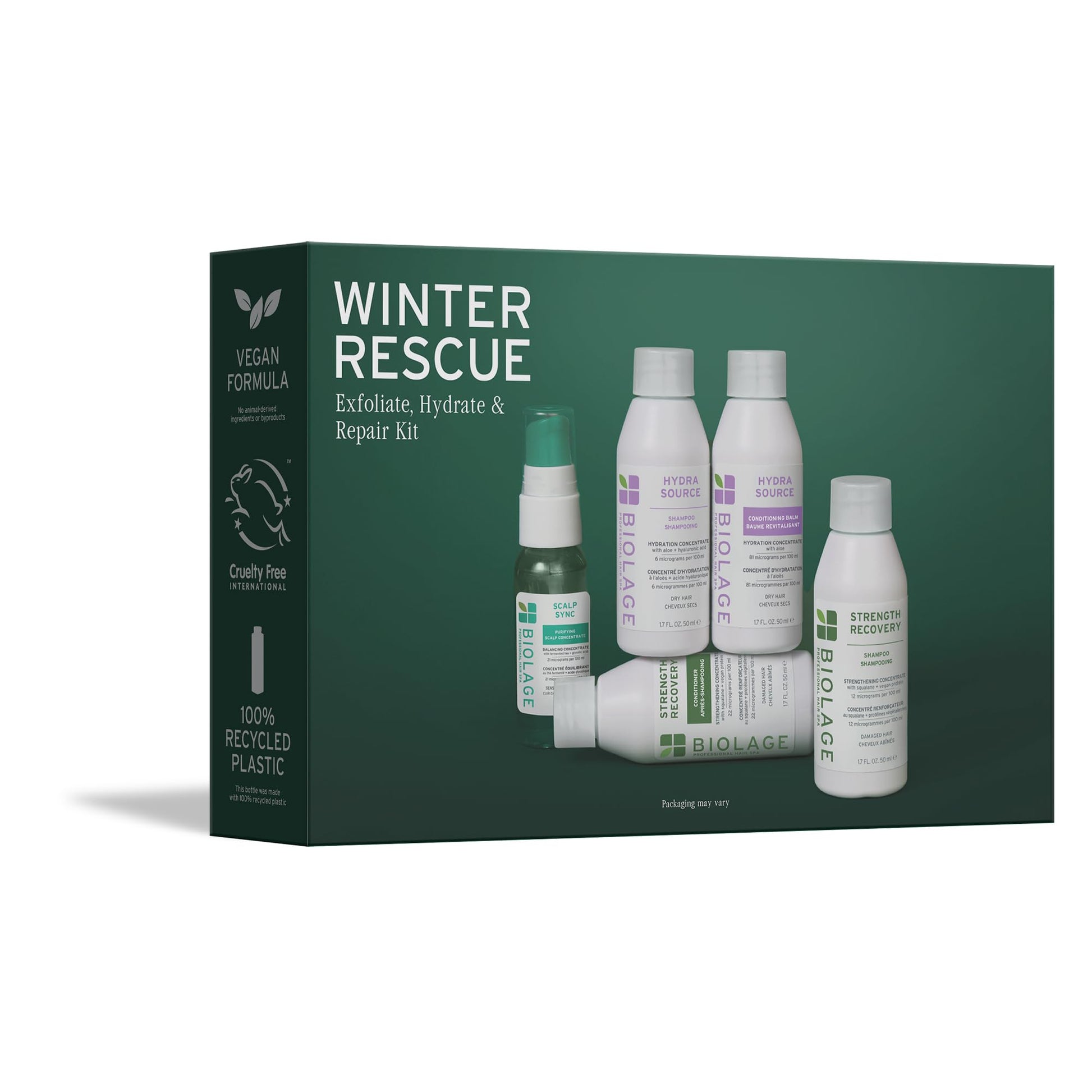 White Smoke Biolage Winter Rescue Kit - Hydra Source and Strength Cure Mini Shampoo, Conditioner and Scalp Sync Concentrate, Hydrates and Repairs Damage, For Healthy Scalp And Strong Hair