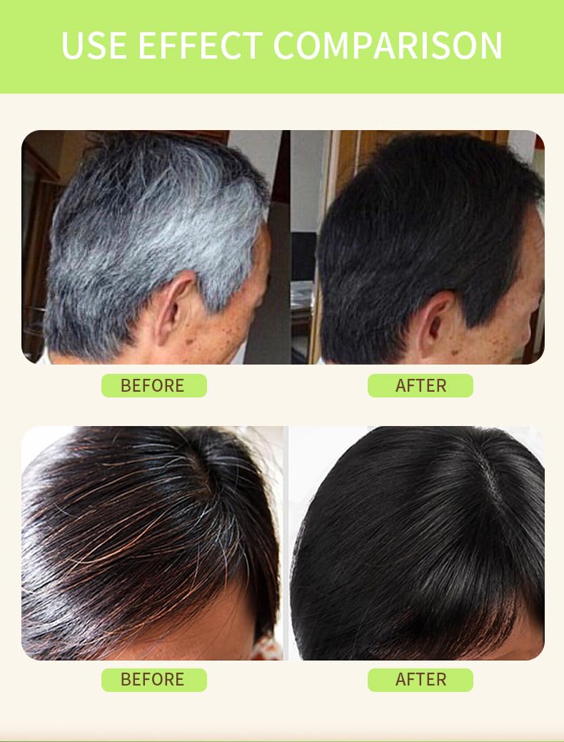 Seashell Plant Extract Hair Dye Foam Shampoo for Grey Hair Color, Natural Dyeing for Women and Men (BLACK)