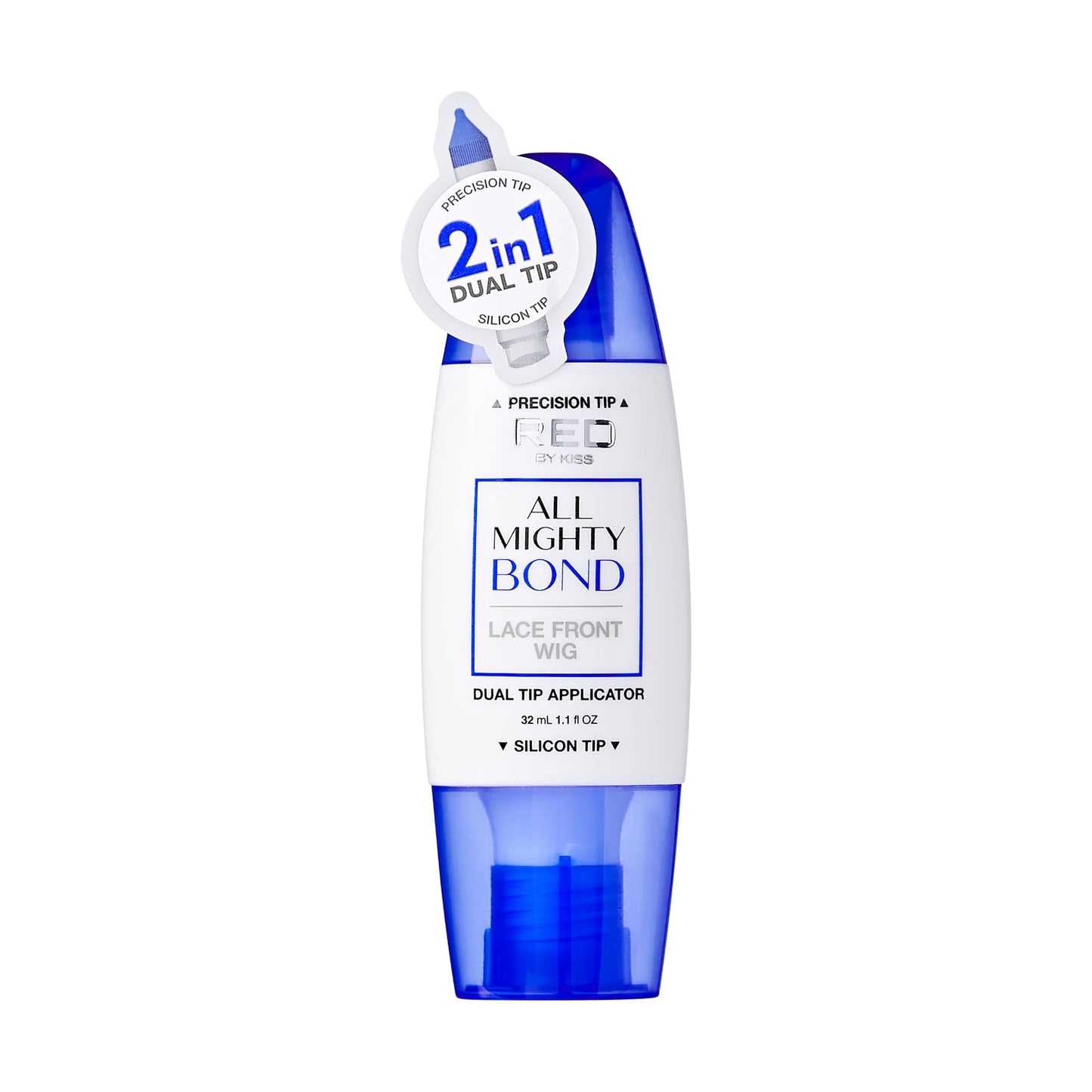 White Smoke Red by Kiss All Mighty Bond Lace Front Wig Glue, Dual Tip Applicator, Instant Drying, Water Resistant, Strong Hold for Wigs, Frontals, Toupees, Safe for Sensitive Skin