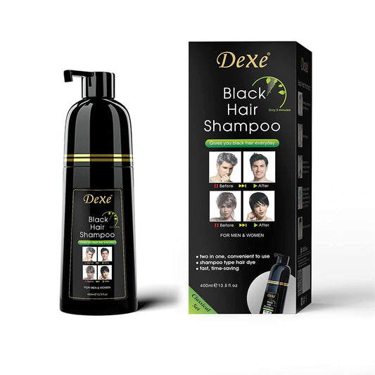 White Smoke Dexe Hair Dye Shampoo 14.1 Fl Oz, Gray Hair Coverage, Black Hair Dye, Hair Color Shampoo, Black Hair Shampoo for Men & Women