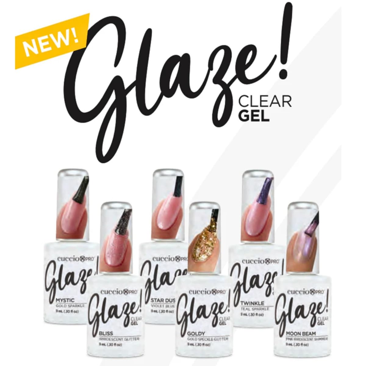 White Smoke Cuccio Glaze Gel Nail Polish, Mystic (Gold Sparkle) – Soak-Off LED/UV Cured, Long-Lasting 12-Free Vegan Formula, 0.50 oz