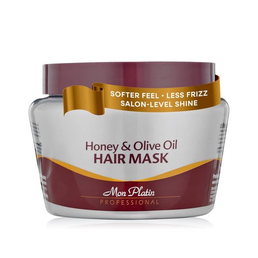 White Smoke Mon Platin Honey & Olive Oil Hair Mask 500 g – Deep Conditioner with Dead Sea Minerals, Royal Jelly & Propolis – For Dry, Damaged, Colored, Permed or Split-End Hair – Hydrates Adds Shine