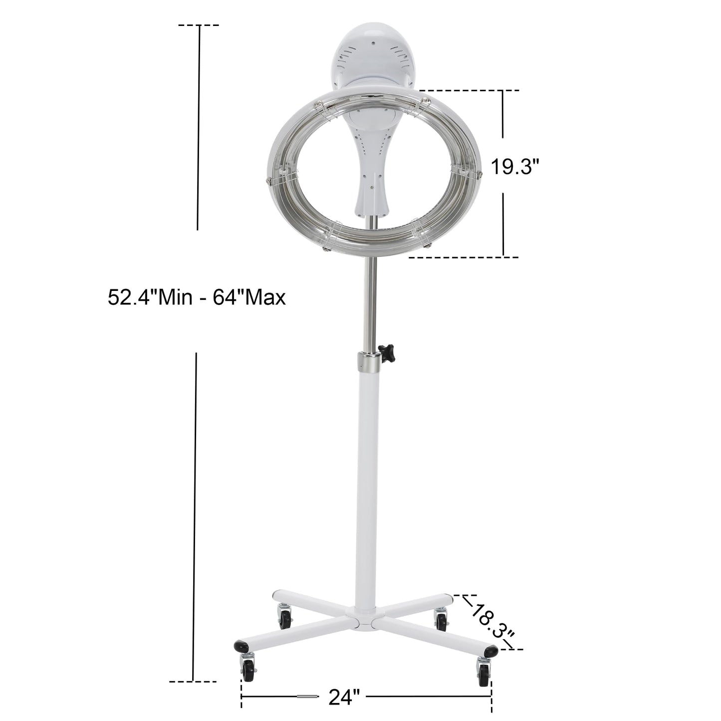 White Smoke BarberPub Orbiting Hair Dryer Processor with Adjustable Height & Smart Control Panel, 1100W Salon Hair Care Stand Station with Rolling Base for Hairstylist HDP01 (White)