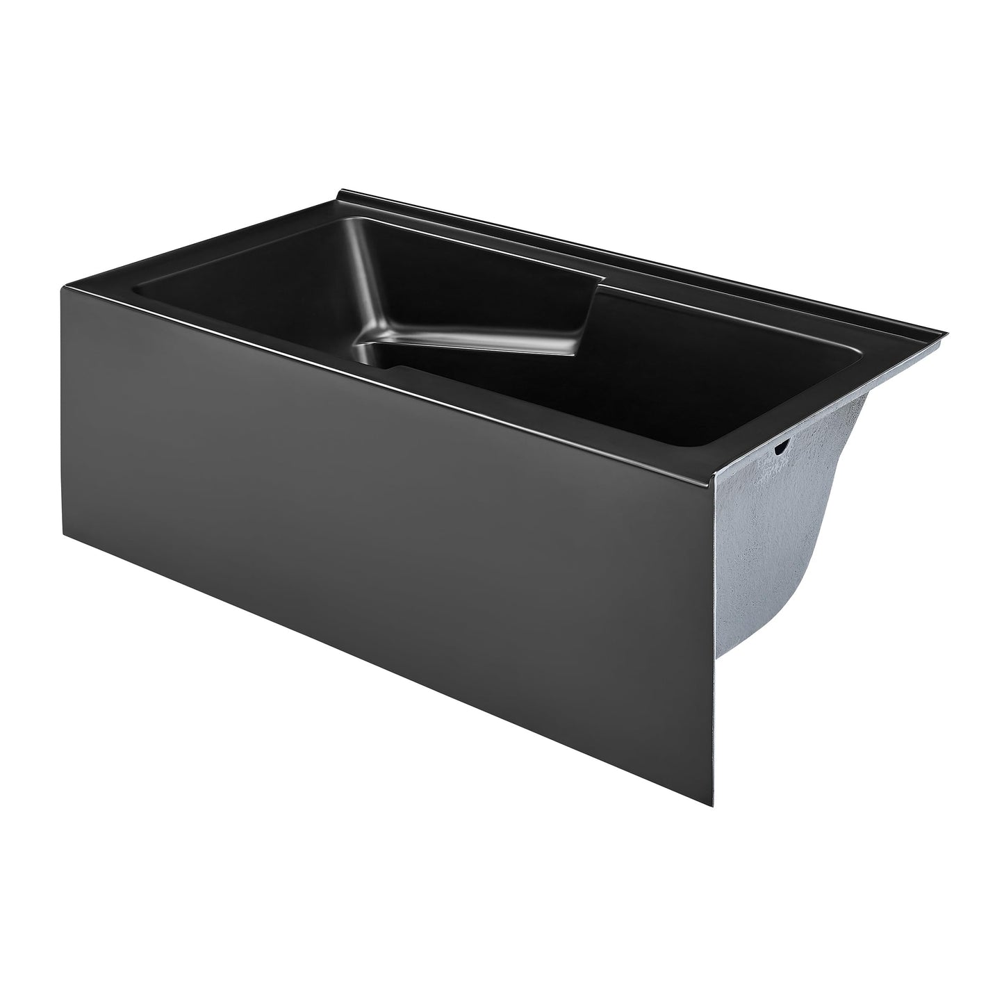 White Smoke Swiss Madison Claire 60 x 32 Right Drain Soaking Alcove Corner Apron Bathtub in Glossy Black