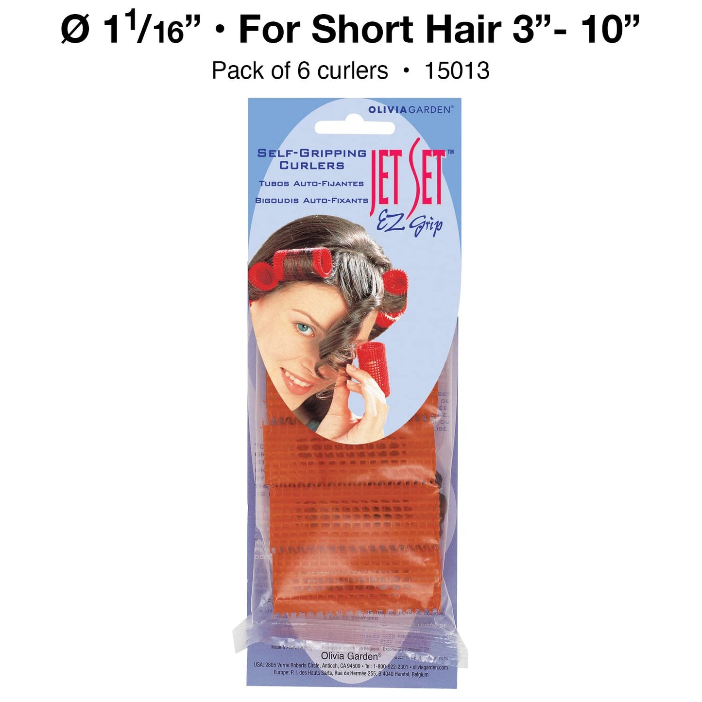 White Smoke Olivia Garden Jet Set EZ Grip Self-Gripping Curlers - Hair Rollers for Setting or Perming - Style Curls and Waves, 1 1/16" - 6 Count