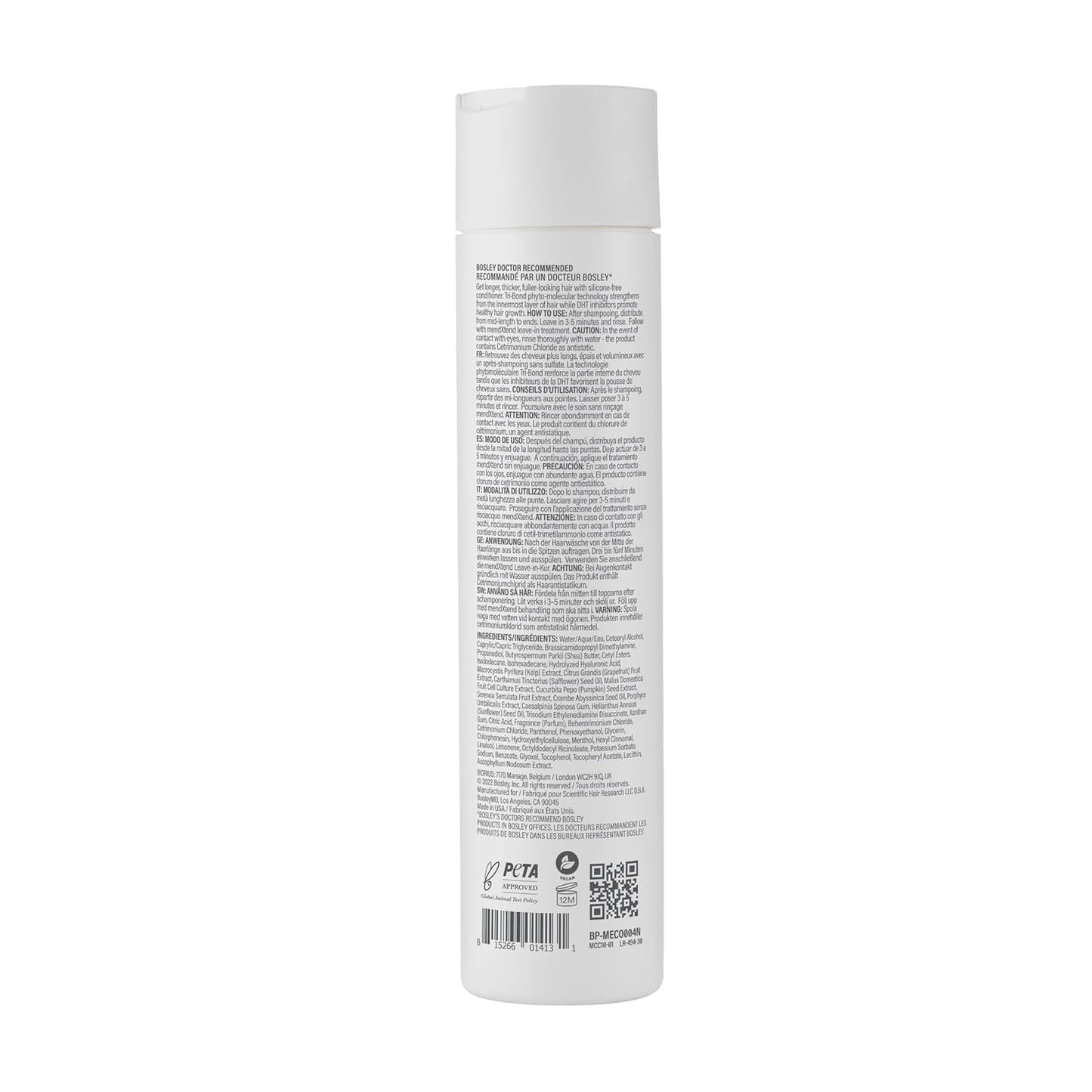 Gray BosleyMD MendXtend Strengthening Conditioner for Thinning Hair – Sulfate-Free Thickening & Breakage Repair with Biotin, DHT Blockers & Tri-Bond Technology – Fuller, Stronger Hair for Unisex 33.8 Fl Oz