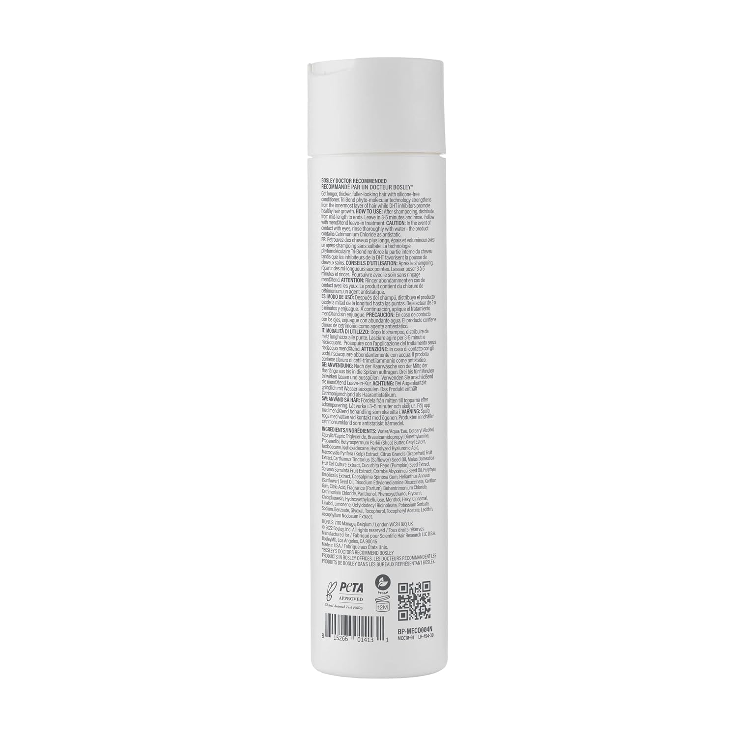 Gray BosleyMD MendXtend Strengthening Conditioner for Thinning Hair – Sulfate-Free Thickening & Breakage Repair with Biotin, DHT Blockers & Tri-Bond Technology – Fuller, Stronger Hair for Unisex 33.8 Fl Oz