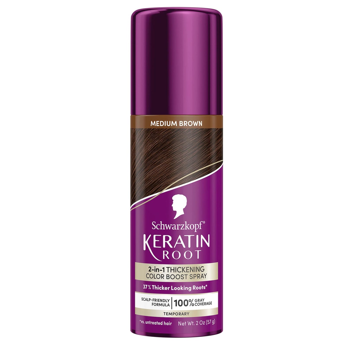 Dim Gray Schwarzkopf Keratin Color Root Temporary Hair Color Spray, Medium Brown, Instant Gray Coverage, Thicker, Fuller-Looking Roots, Easy-to-Use, No Ammonia, Low Mess Application, Scalp Friendly