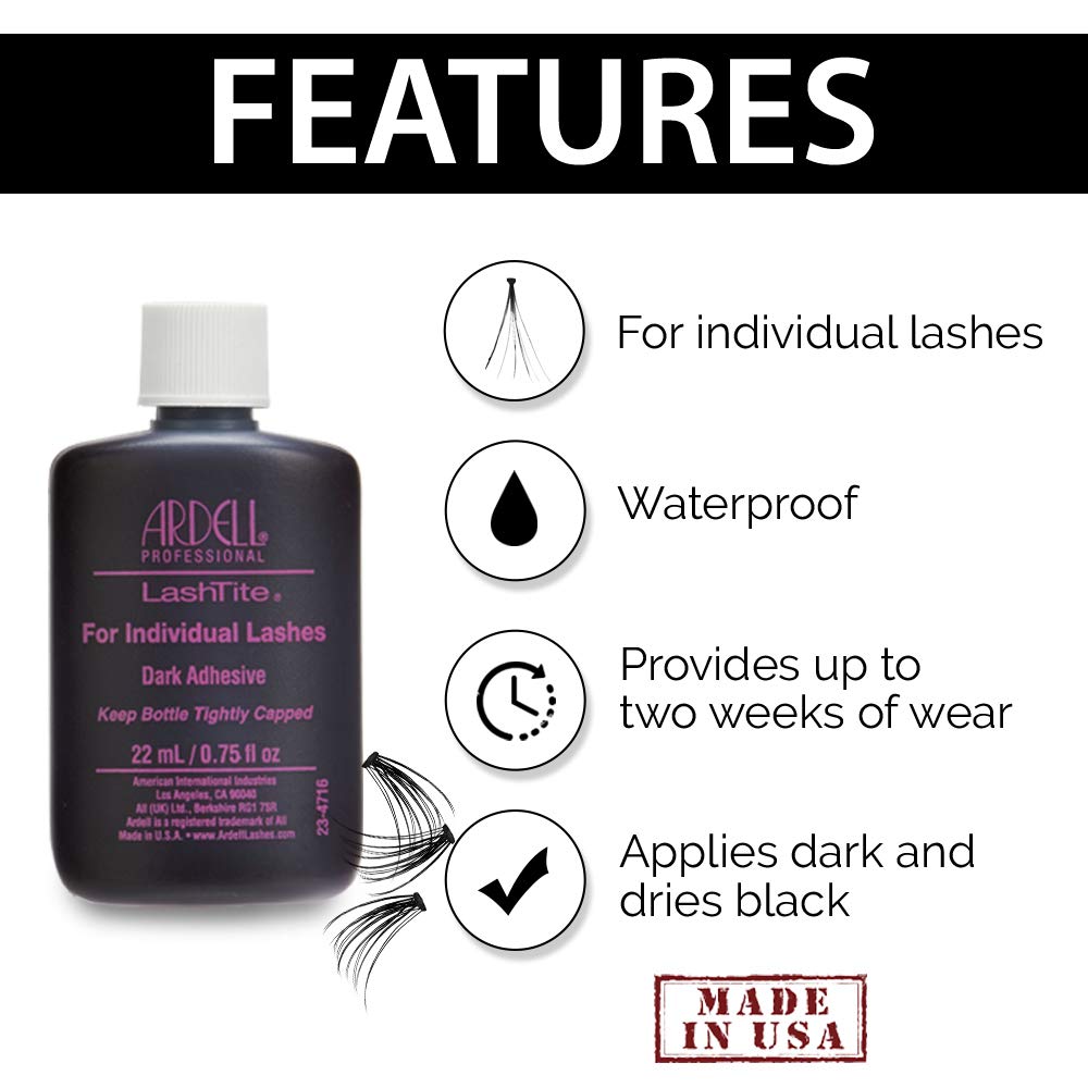 White Smoke Ardell LashTite Lash Adhesive Dark for Individual Lashes, 0.75 oz