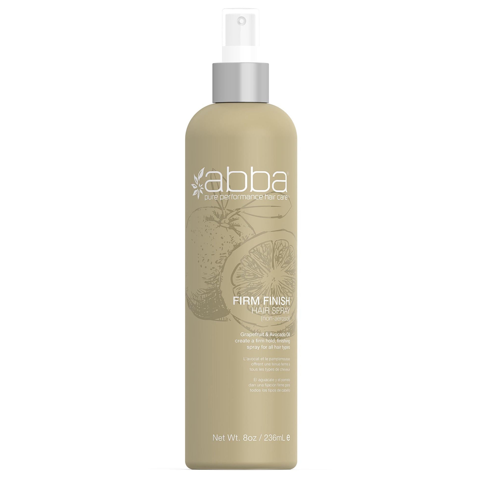 Tan ABBA – Pure Style Firm Finish Hair Spray – Avocado & Grapefruit, 8 fl oz