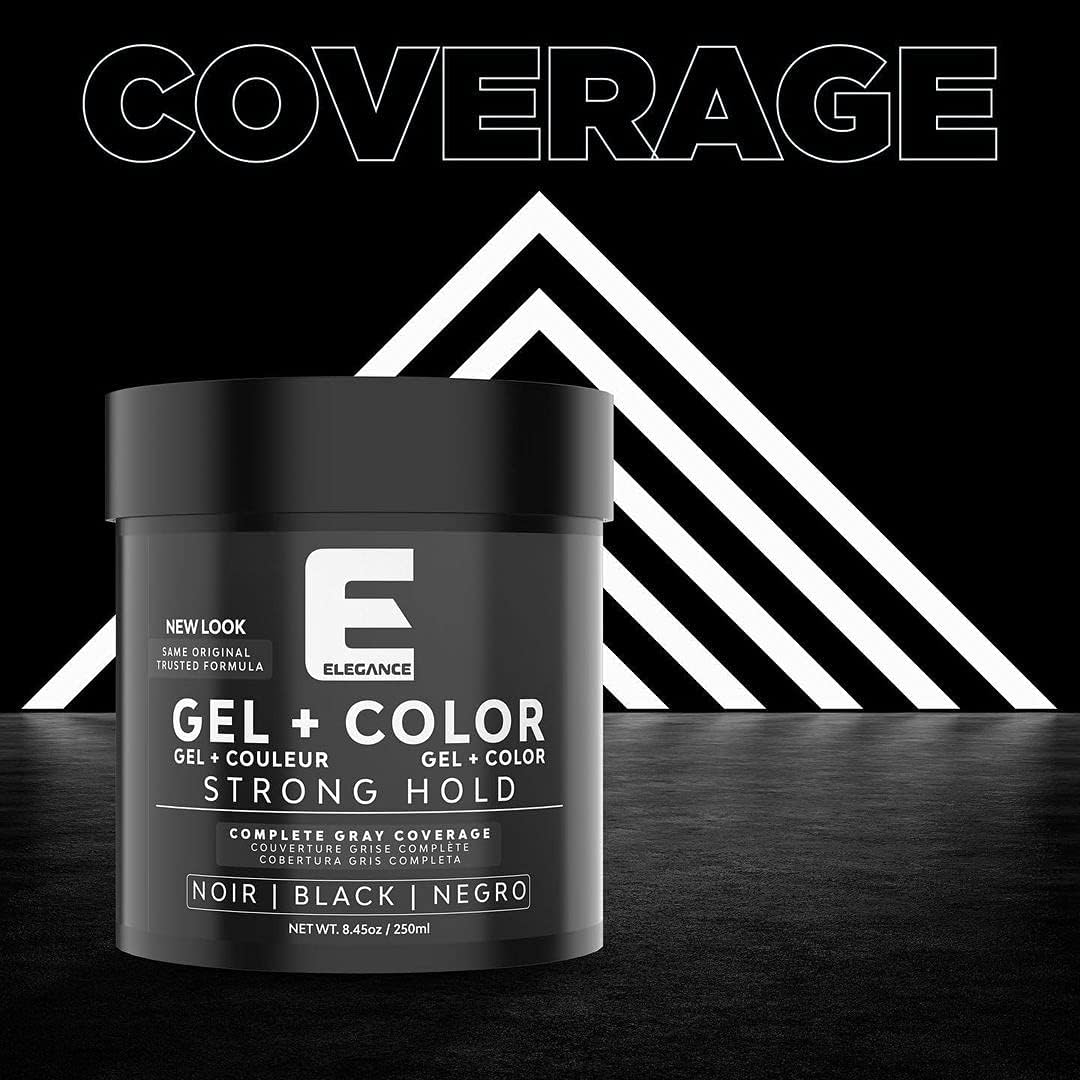 Black Elegance Black Color Hair Styling Gel Strong Hold 8.45 Oz