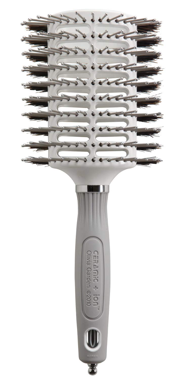 White Smoke Olivia Garden Turbo Vent Oval Twin & 100% Boar Hair Brush CIOVL-TWINLG (Twin Large)