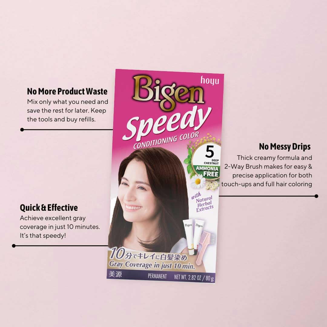 Light Gray Bigen Speedy Conditioning Color Refill: 5 Deep Chestnut - 3 Pack