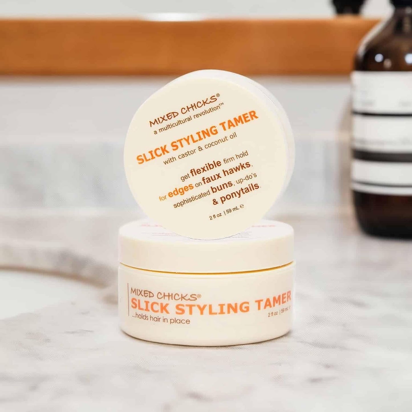 Light Gray Mixed Chicks Slick Styling Tamer-Edge Tamer with Castor and Coconut Oil, 2 fl. oz.