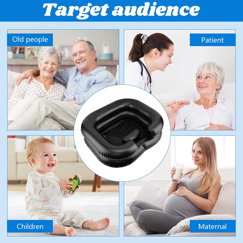 White Smoke Inflatable Shampoo Basin, Portable Wash Hair in Bed with Inflatable Shampoo Bowl Include Massage Comb1*Pump 20*Ear Muffs for Bedridden Disabled Injured Elderly(Color:Black)