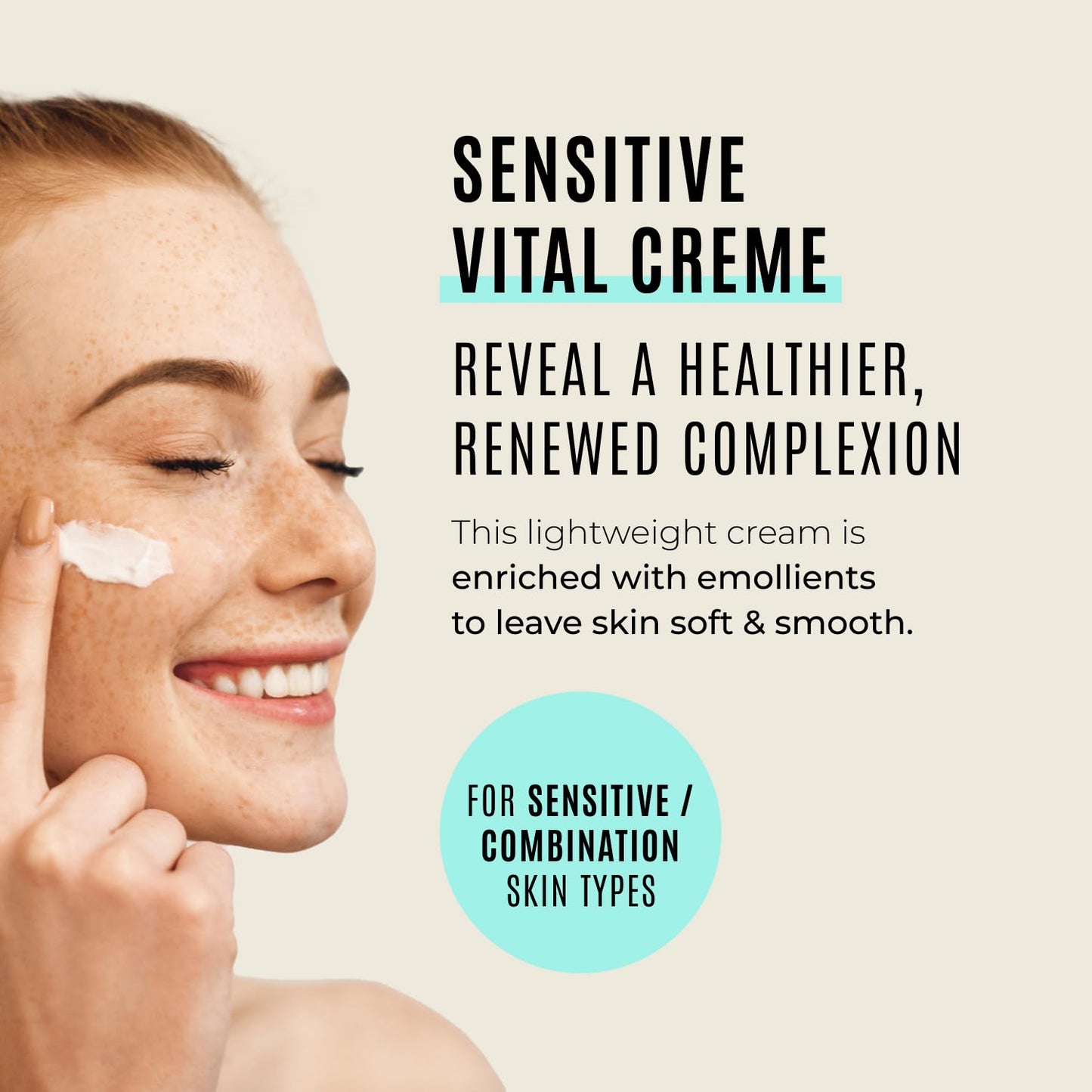 Antique White Malibu C Sensitiv Vital Crème Face Moisturizer - Non-Comedogenic Moisturizer for Combination Skin - Lightweight Formula Enriched with Pro Vitamin B5 & Jojoba Esters (1.69 oz)