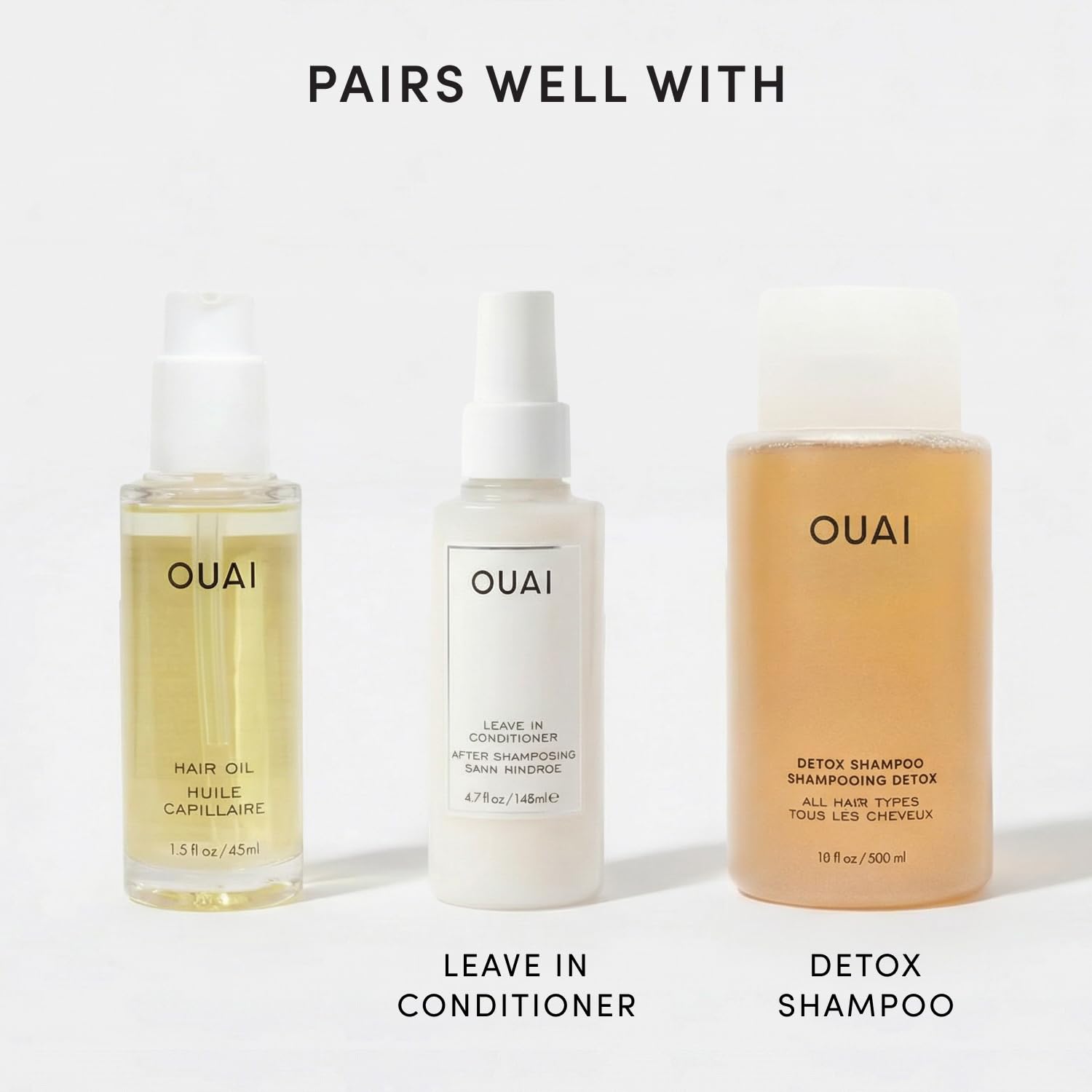 Lavender OUAI Hair Oil - Hair Heat Protectant Oil for Frizz Control - Adds Shine and Smooths Split Ends - Color Safe Formula - Paraben, Phthalate and Sulfate Free (1.5 fl oz)