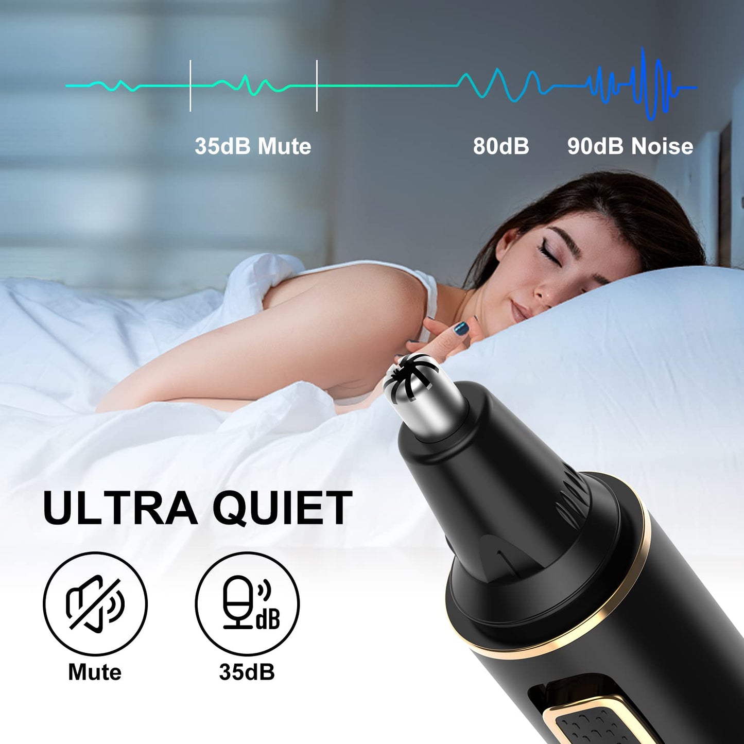 White Smoke XOOMRSCP Nose Hair Trimmers for Men，Rechargeable Hair Trimmer 2 in 1 Painless Multifunctional Ear and Nose Hair Trimmer with IPX7 Waterproof Dual Edge Blades (Black)