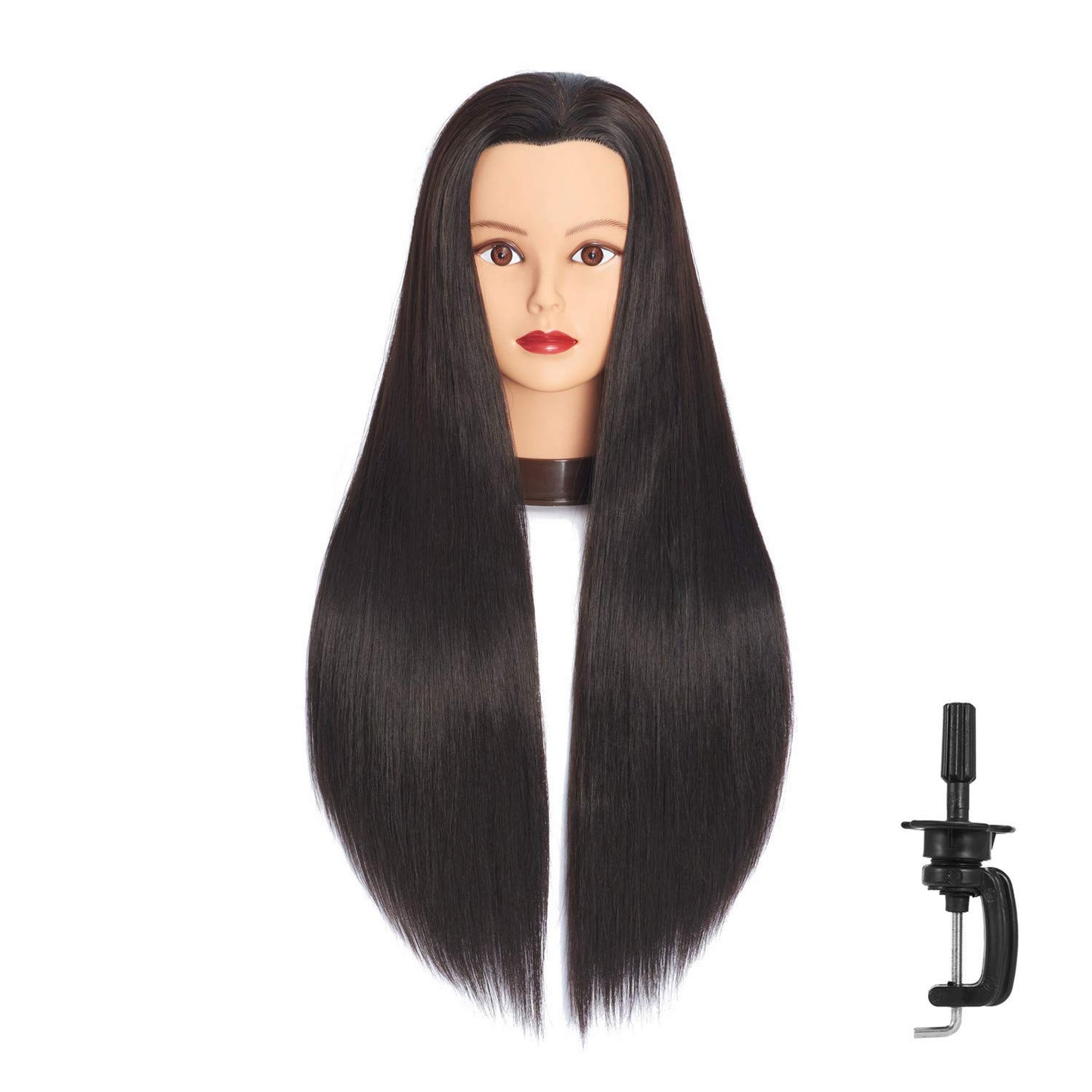 White Smoke Headfix 26in-28in Long Hair Mannequin Head Stnthetic Fiber Hairdresser Practice Styling Training, Cosmetology Manikin Doll Head With Clamp Stand (6F1919LB0220)