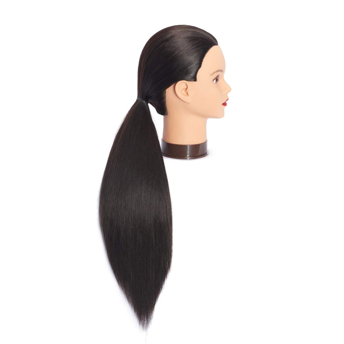 White Smoke Headfix 26in-28in Long Hair Mannequin Head Stnthetic Fiber Hairdresser Practice Styling Training, Cosmetology Manikin Doll Head With Clamp Stand (6F1919LB0220)