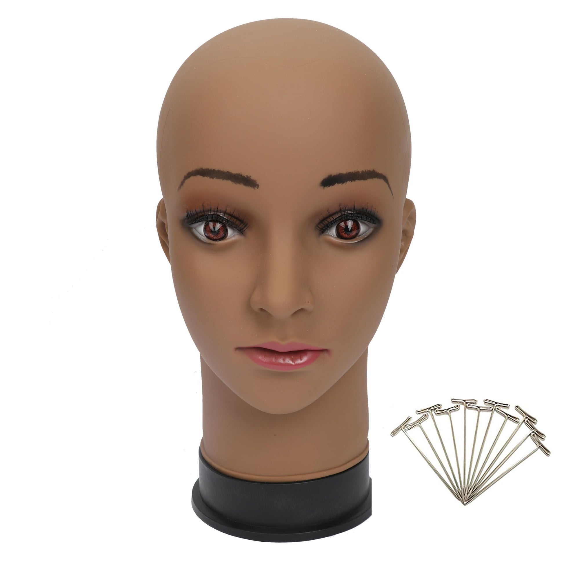 White Smoke BHD BEAUTY Bald Mannequin Head Brown Female Professional Cosmetology for Wig Making, Display wigs, eyeglasses, hairs with T pins 22''
