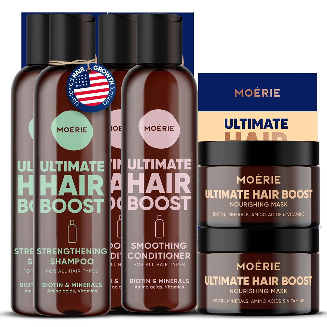 White Smoke Moérie Hair Growth Shampoo, Conditioner and Mask - Hair Loss Solution with Biotin and Rosemary, Thickening Hair Regrowth Set for Thinning Hair - Ultimate Hair Growth Care (Double Set)