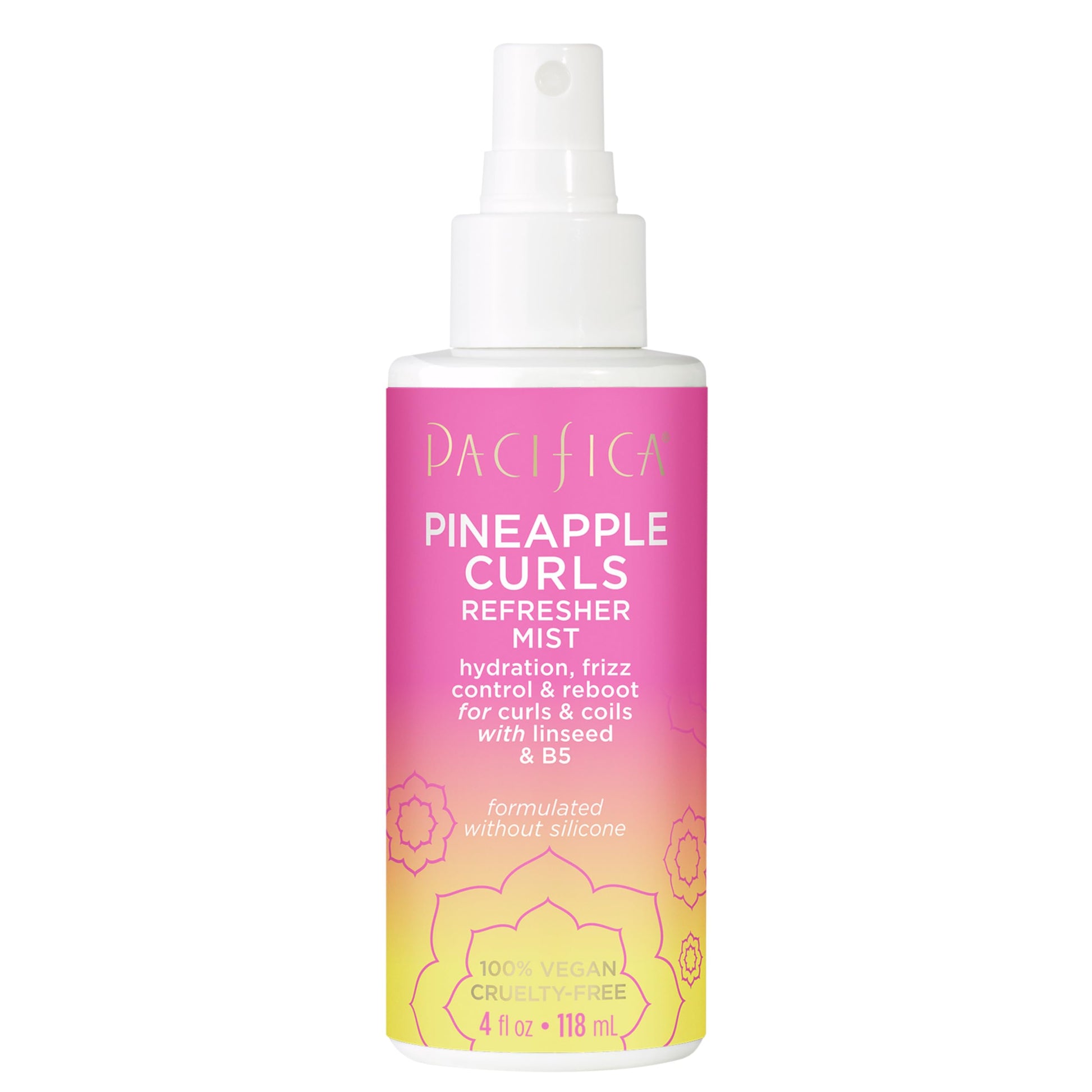 White Smoke Pacifica Pineapple Curls Refresher Mist | Second Day Hair Revitalizing Spray | Frizz Control Detangler & Hydrating Leave In | Defines Wavy & Curly Texture | Silicone Free Vegan | 4 Fl Oz