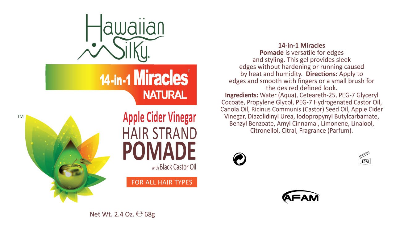 White Smoke Hawaiian Silky Apple Cider Vinegar Hair Pomade with Black Castor Oil - 2.4 oz - Strong Natural Hold - All Hair Types - Men, Women & Kids