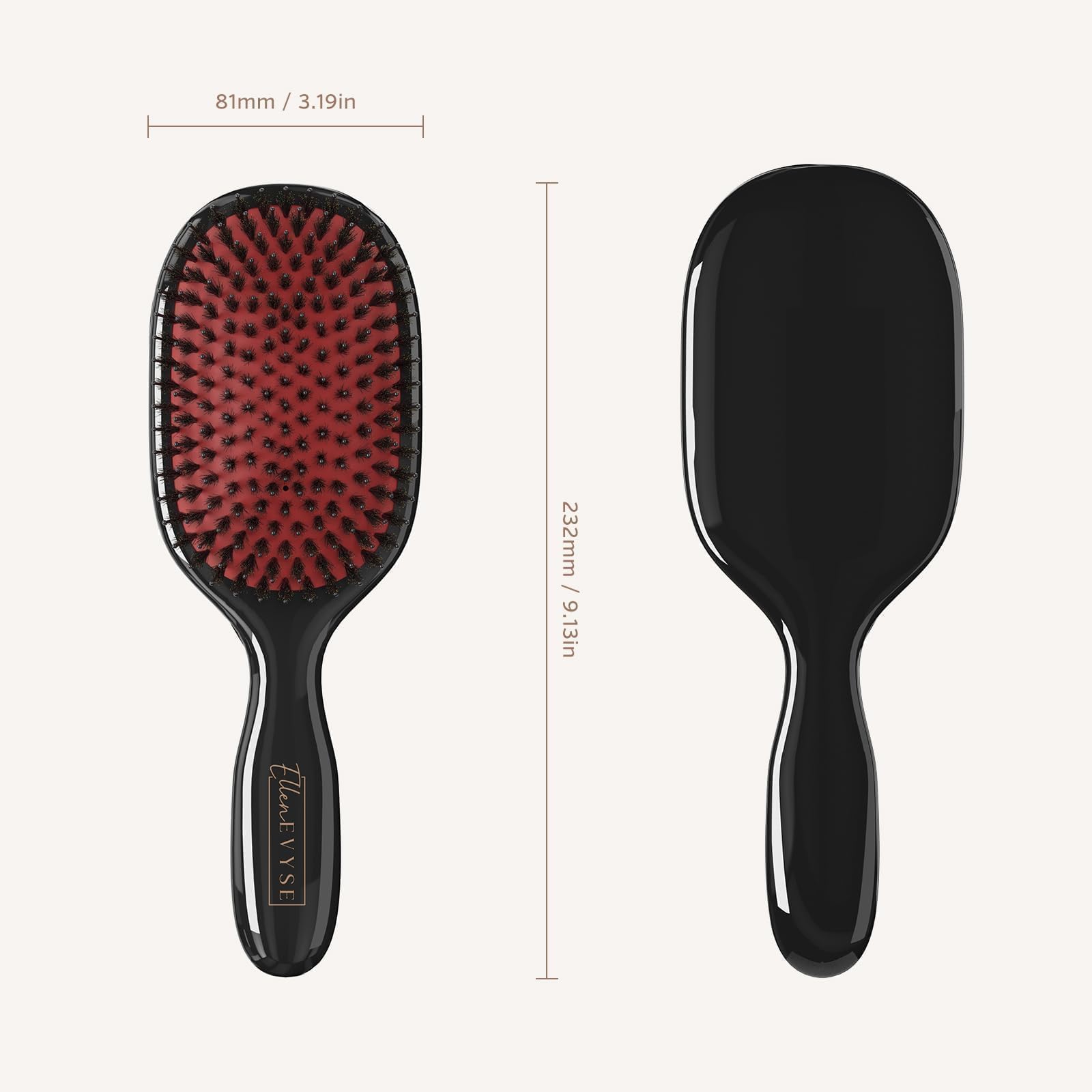 White Smoke Ellen Evyse Boar Bristle Hair Brush, Nylon Pins and Soft Boar Bristles for Smoothing, Detangling, Reducing Breakage and Enhancing Shine, Hairbrush for Women,Men