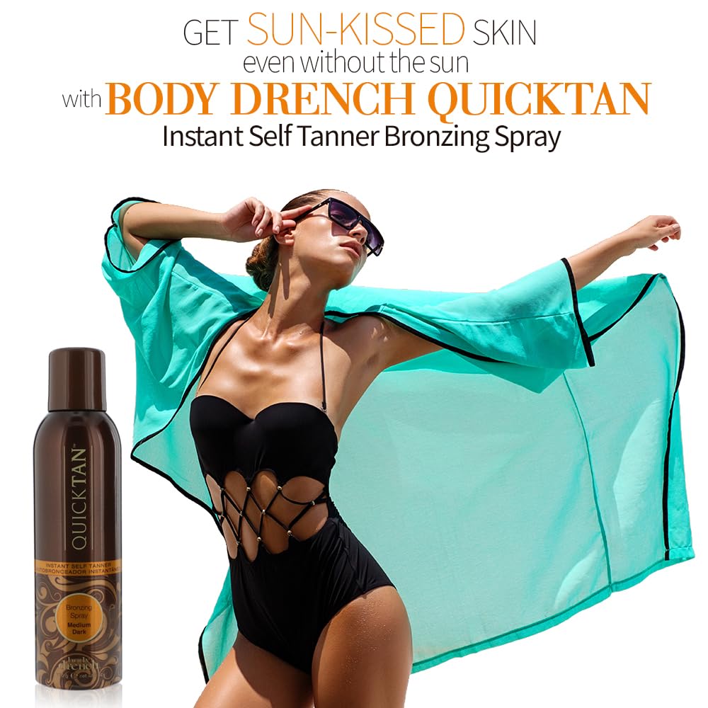 White Smoke Body Drench QuickTan Instant Bronze Self Tanning Spray – Fast-Drying Self Tanner Spray for Natural-Looking Tan, 6 oz, 2 Pack