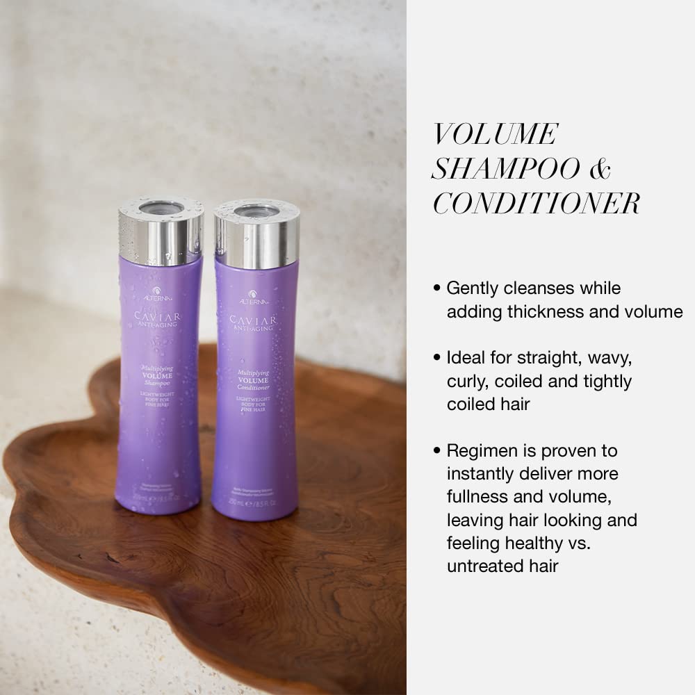 White Smoke Alterna Caviar Anti-Aging Multiplying Volume Shampoo and Conditioner Standard Set, 8.5oz each | For Fine, Thin Hair | Create Instant Volume and Thickness | Sulfate Free
