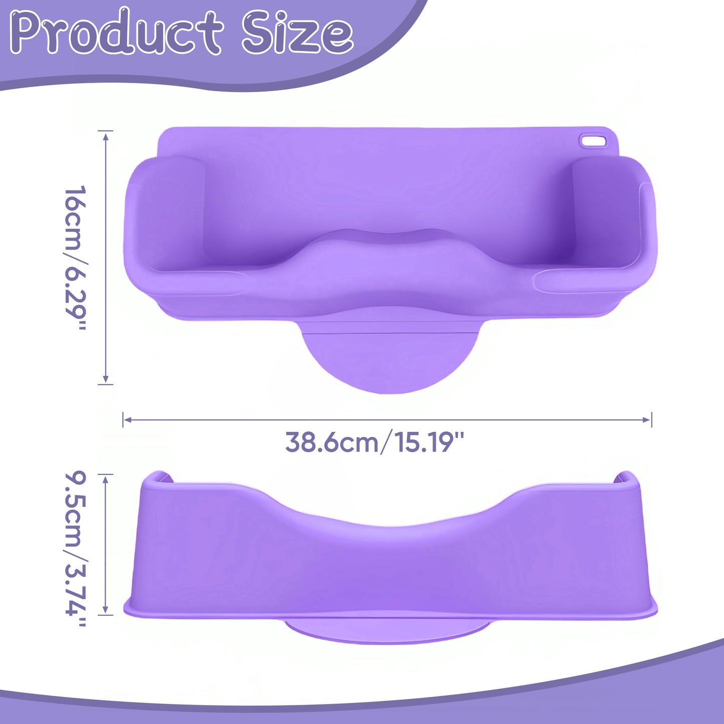 White Smoke Portable Hair Washing Station for Kids, Toddlers, Children, Teens, Silicone Hair Washing Basin for Sink or Bathtub, Tear-Free Shampoo Bowl with Rinser Cup, Neck Support for Kids, Purple