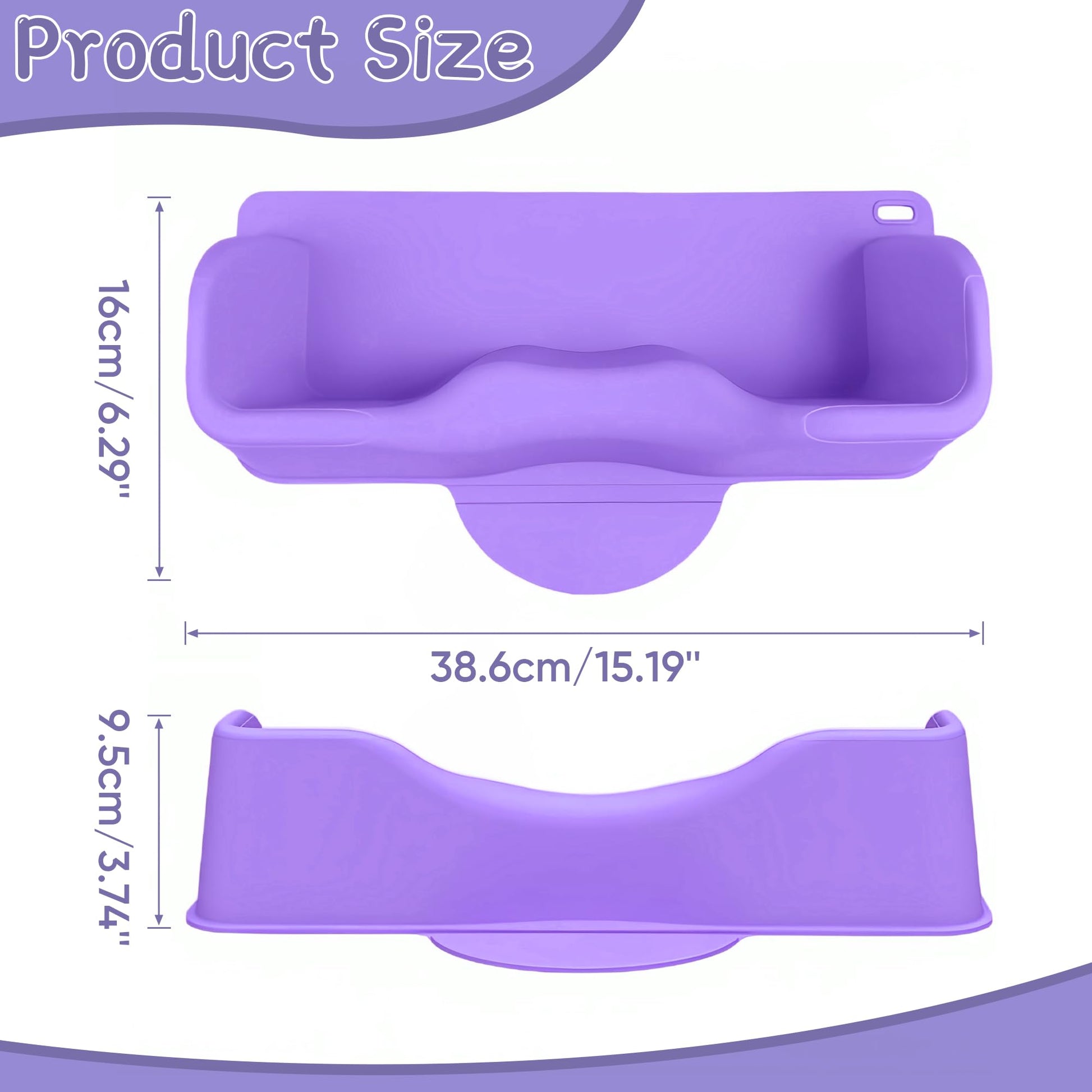 White Smoke Portable Hair Washing Station for Kids, Toddlers, Children, Teens, Silicone Hair Washing Basin for Sink or Bathtub, Tear-Free Shampoo Bowl with Rinser Cup, Neck Support for Kids, Purple
