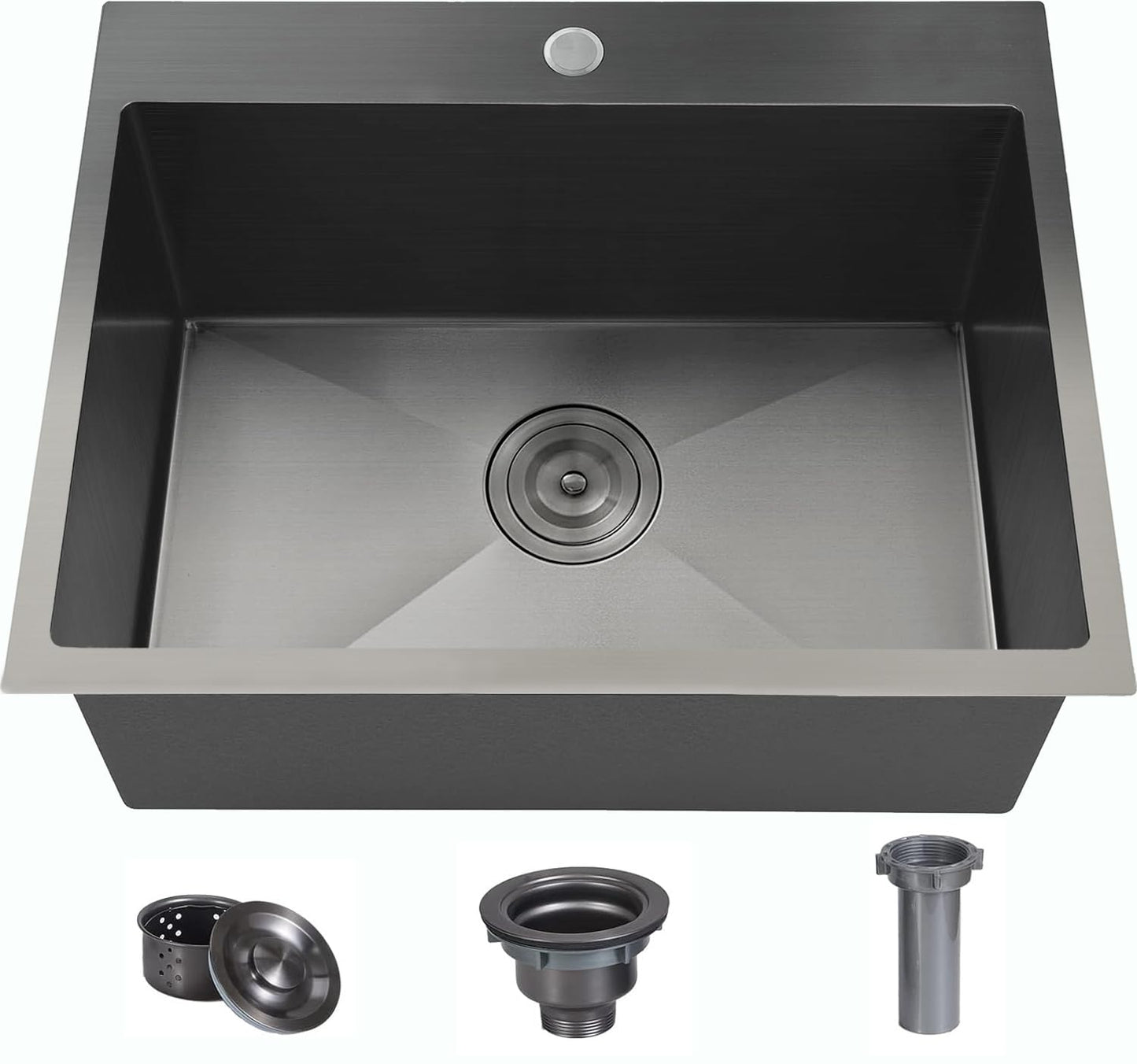 White Smoke VCCUCINE 22x18 Inch Gunmetal Black Drop in Kitchen Sink,16 Gauge Topmount RV Small Kitchen Bar Sink,Stainless Steel Wet Bar Sink,Outdoor Single Bowl,Laundry Prep Sink