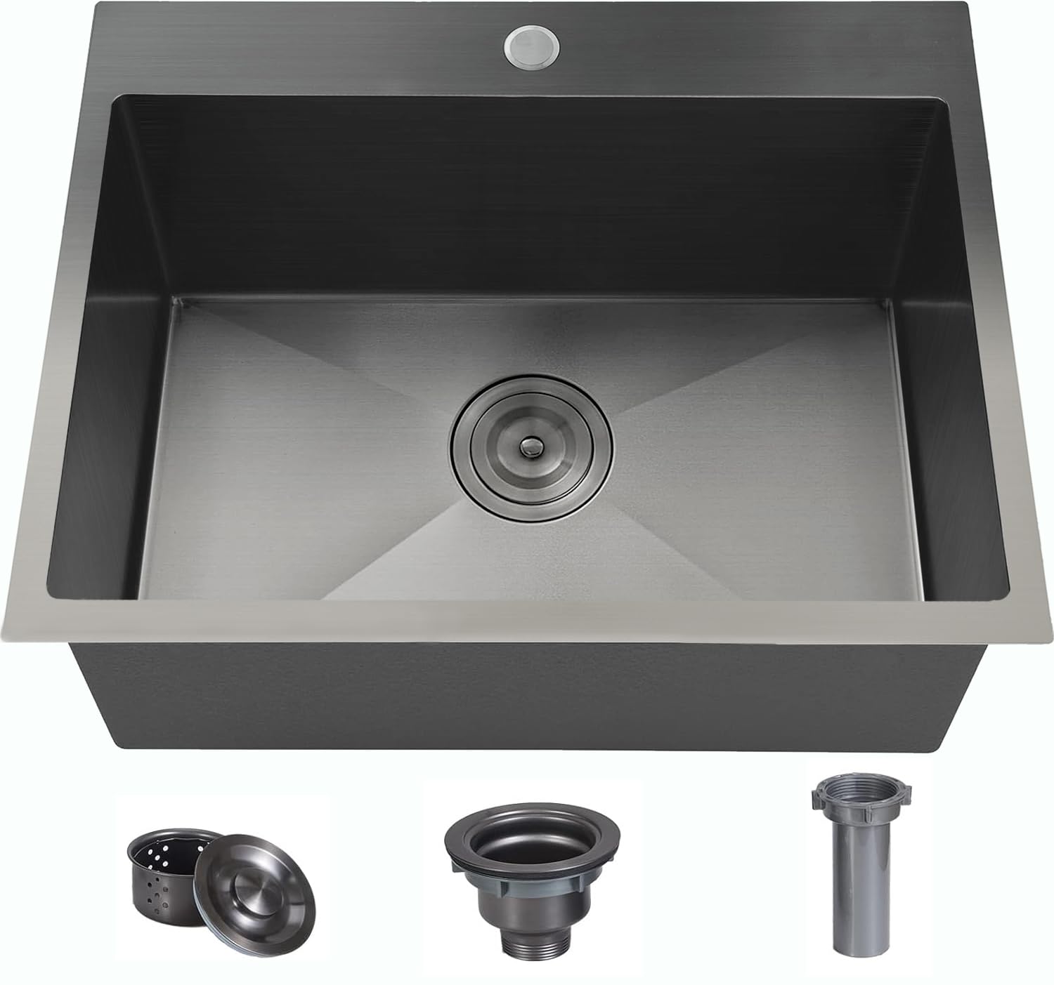 White Smoke VCCUCINE 22x18 Inch Gunmetal Black Drop in Kitchen Sink,16 Gauge Topmount RV Small Kitchen Bar Sink,Stainless Steel Wet Bar Sink,Outdoor Single Bowl,Laundry Prep Sink
