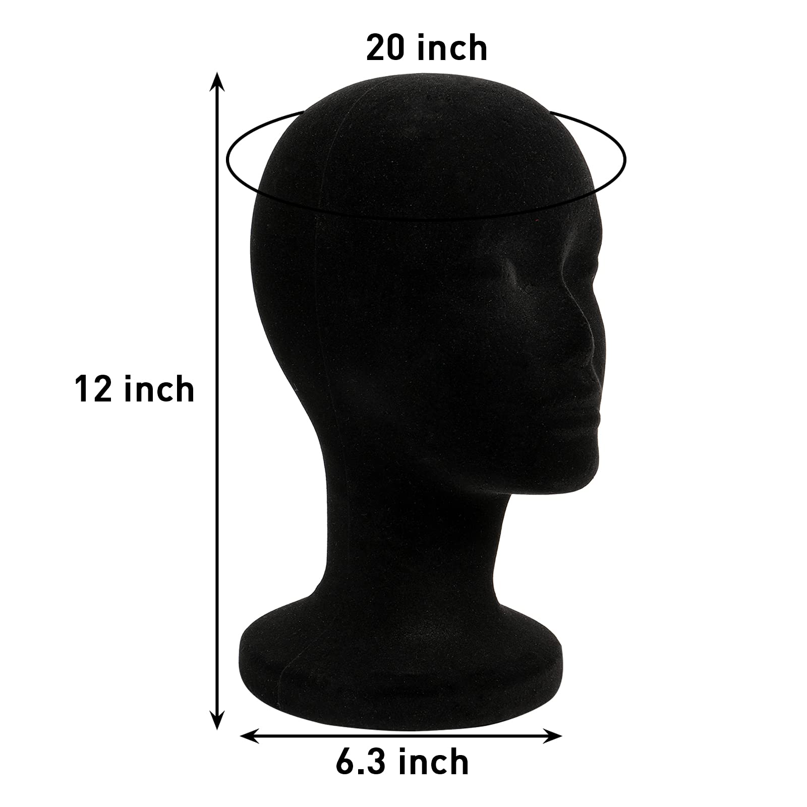 White Smoke Foraineam 2 Pack Black Foam Mannequin Head, 12 Inch Female Manikin Foam Heads, Wig Holder Hats Glasses Headband Hairpieces Display Stand
